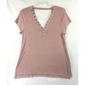 AMERICAN EAGLE Y2K Henley Pink Soft & Sexy Plush Top Size XL Snap AEO
